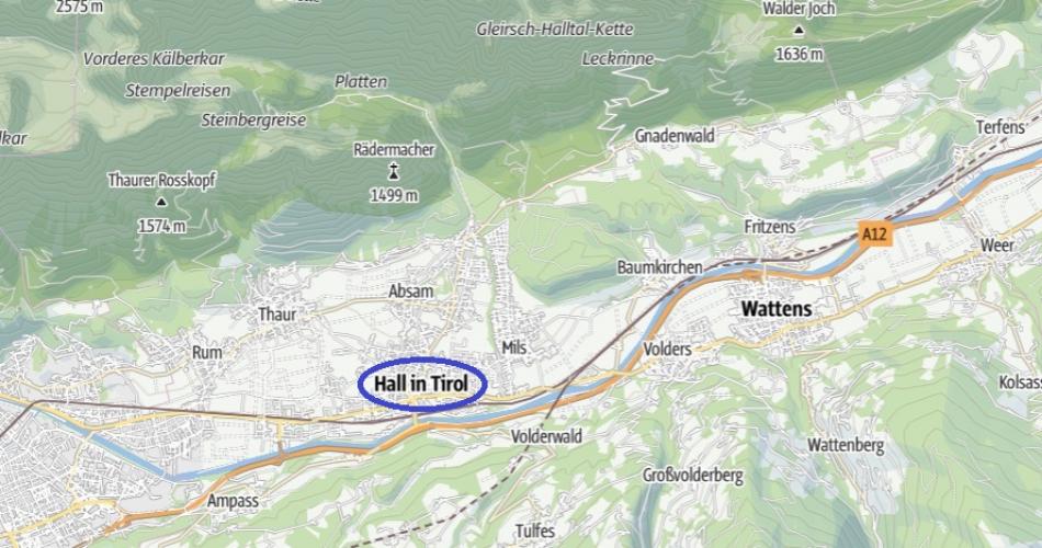 Karte Hall in Tirol