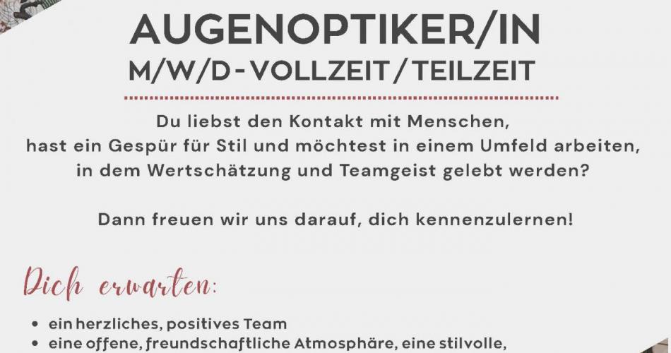 Das Meisterstück - Stellenanzeige für Augenoptiker/in in Klagenfurt in Vollzeit/Teilzeit